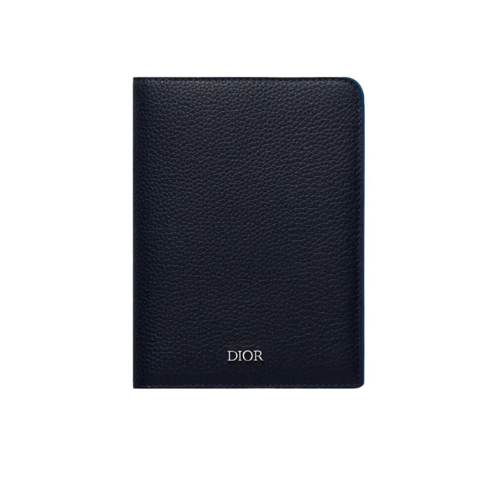 Dior Dark Blue Black Leather Passport Holder Wallet Men’s